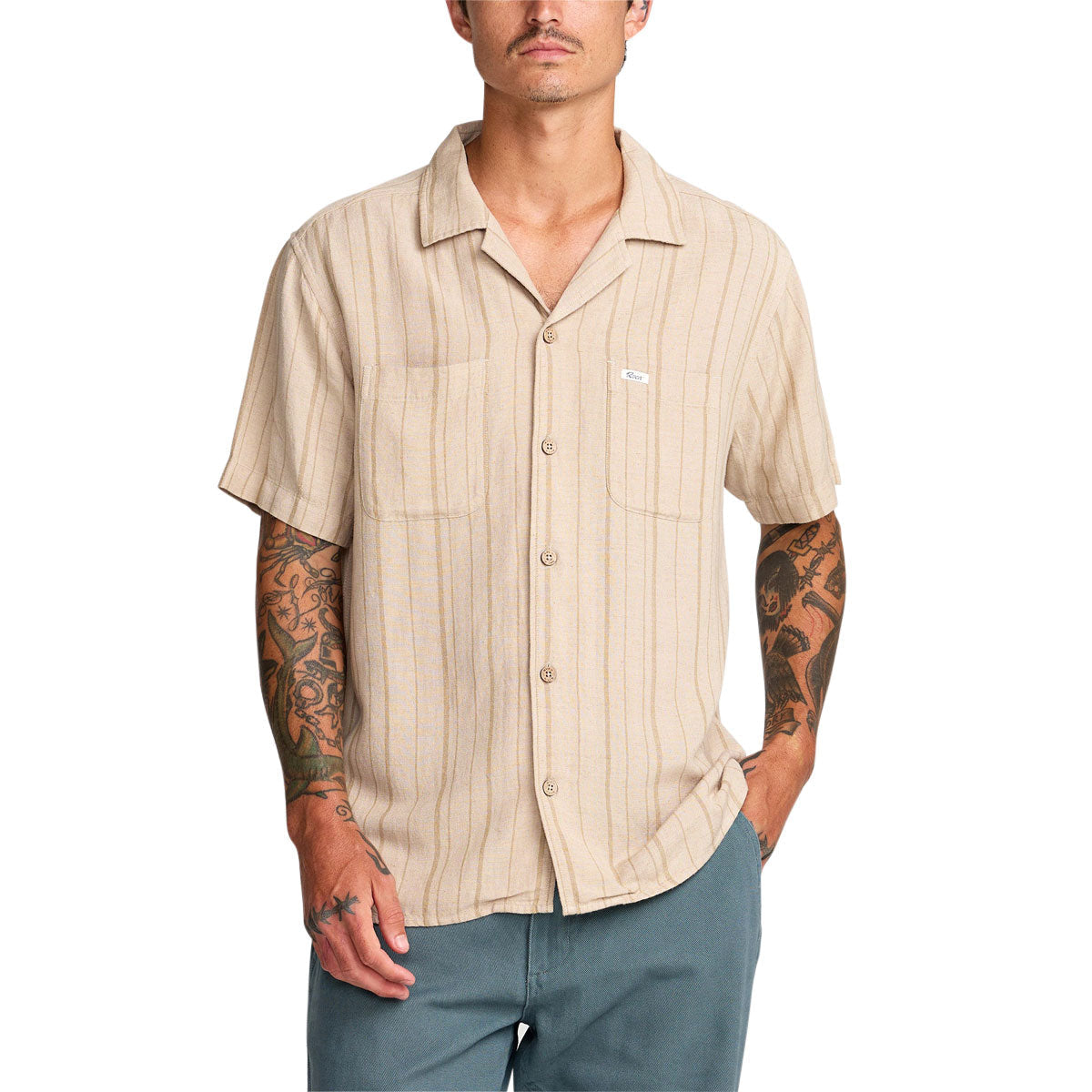 RVCA Exotica Stripe Shirt - Light Khaki image 1