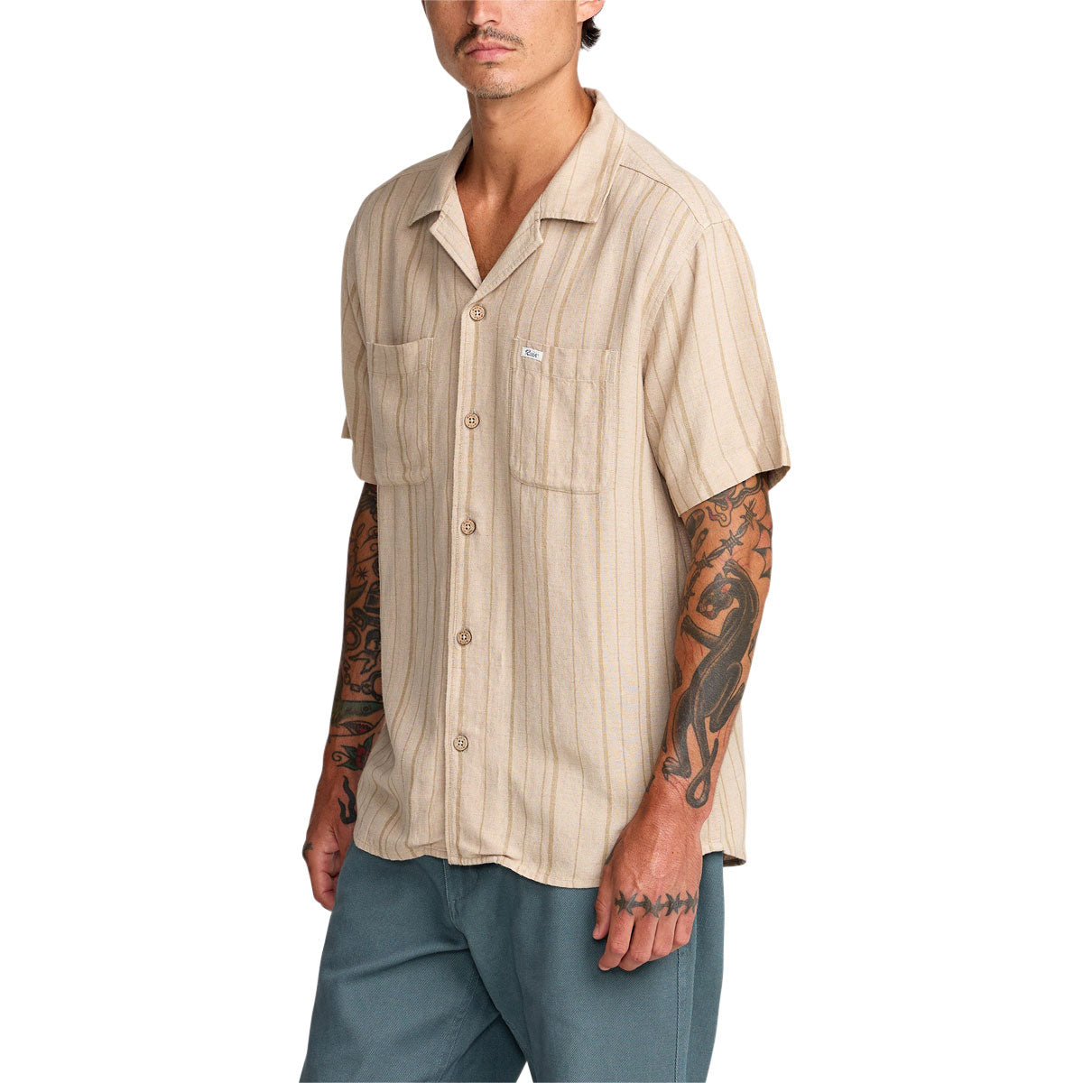 RVCA Exotica Stripe Shirt - Light Khaki image 4