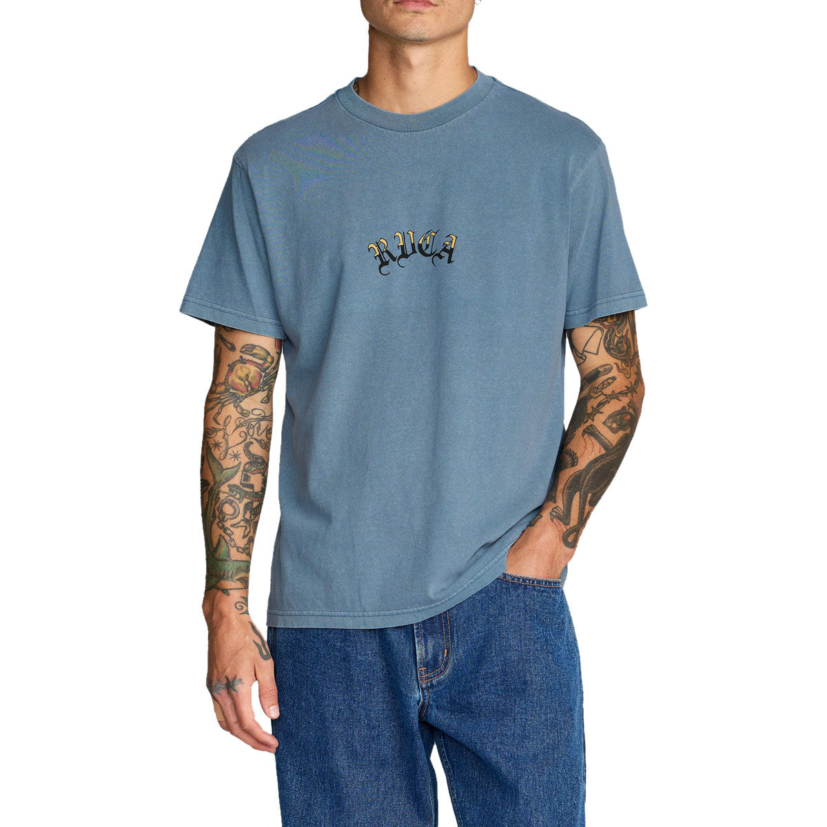 RVCA Olde RVCA T-Shirt - Vintage Navy image 2