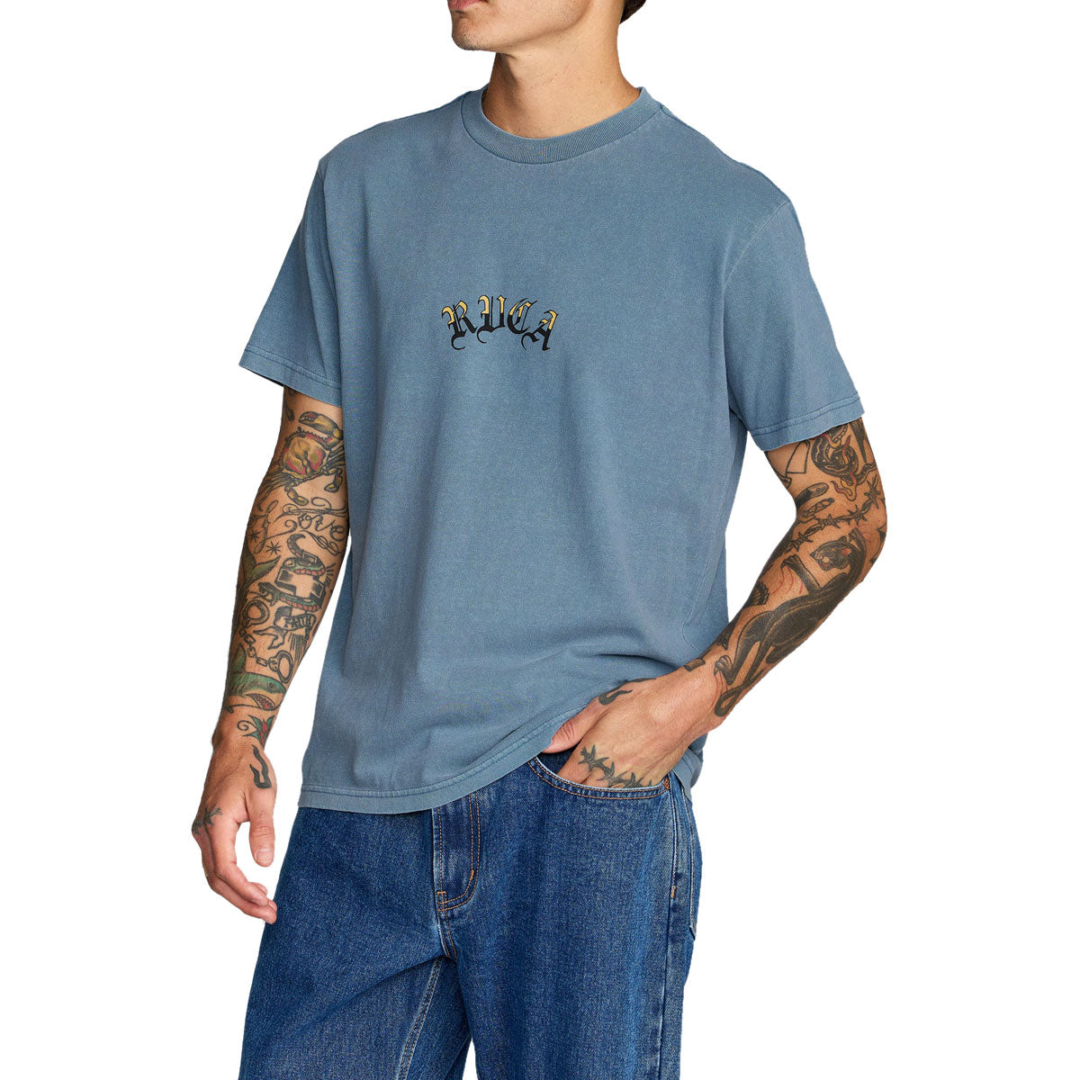 RVCA Olde RVCA T-Shirt - Vintage Navy image 5