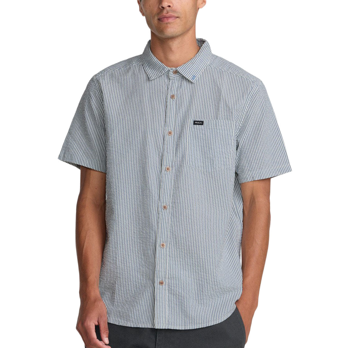 RVCA Thatll Do Seersucker Shirt - Vintage Navy image 1