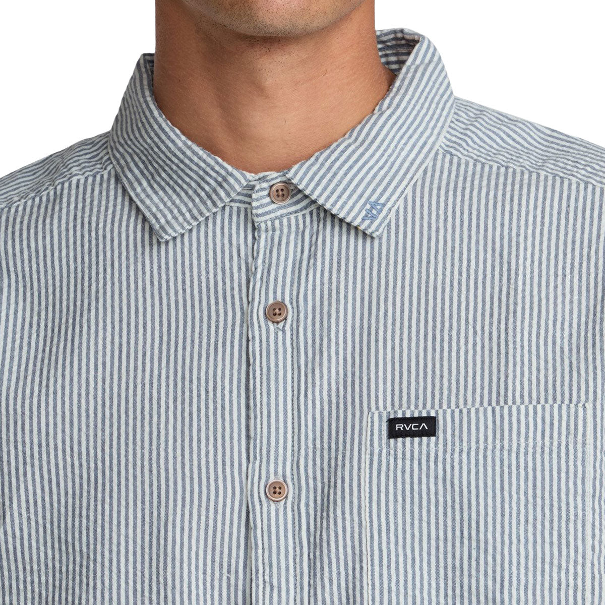 RVCA Thatll Do Seersucker Shirt - Vintage Navy image 3