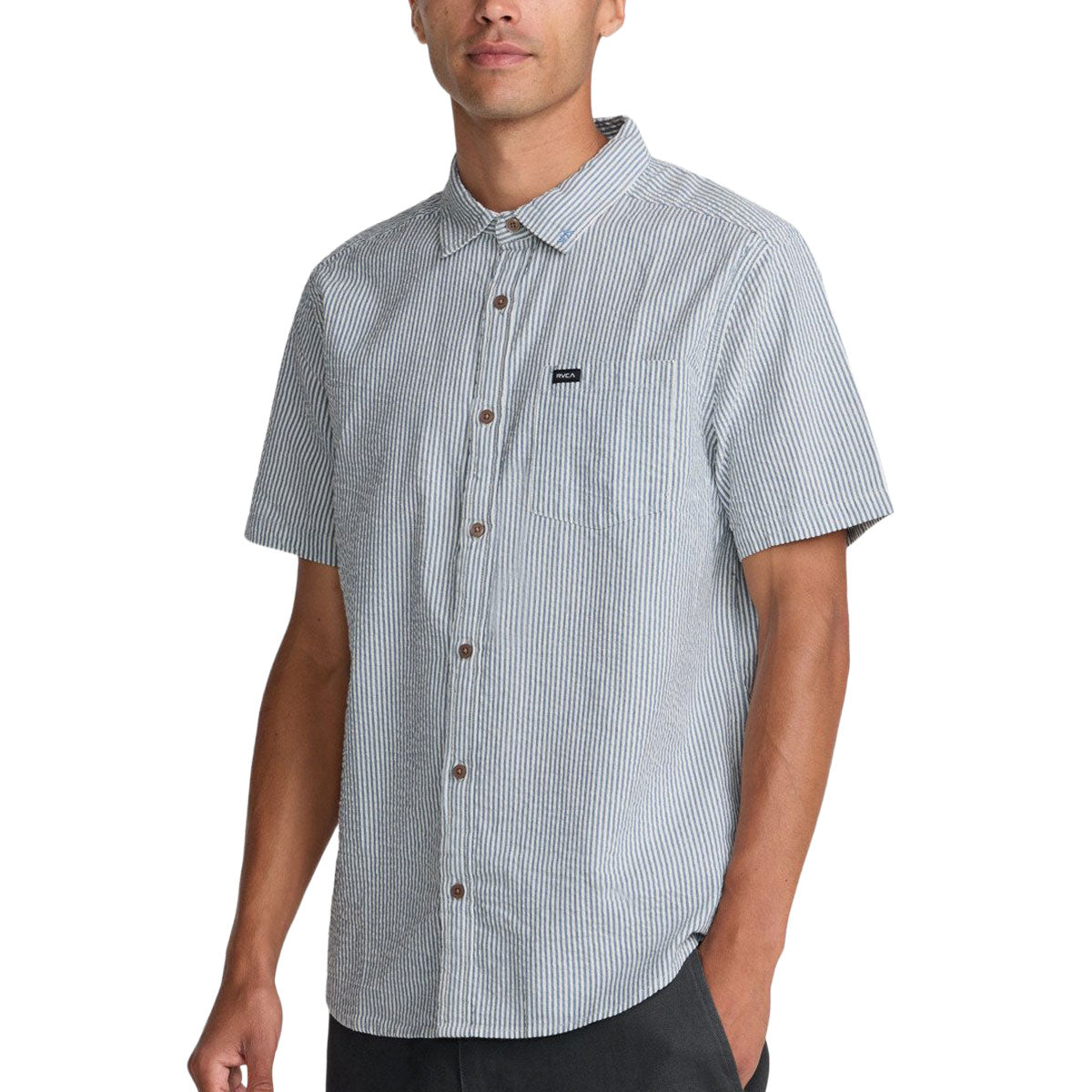 RVCA Thatll Do Seersucker Shirt - Vintage Navy image 4