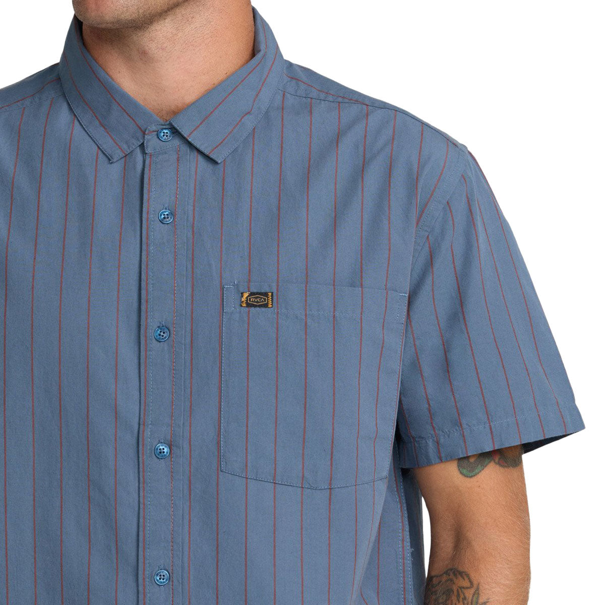 RVCA Dayshift Workwear Stripe Shirt - Vintage Navy image 3