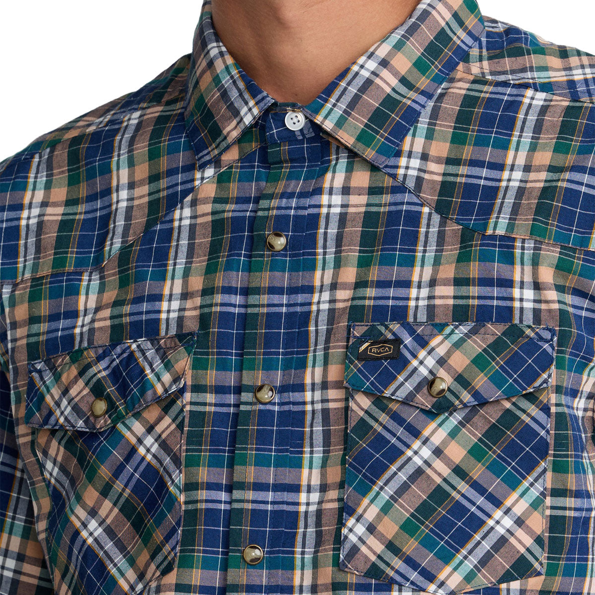 RVCA Dayshift Trunkin Plaid Shirt - Dark Denim image 3