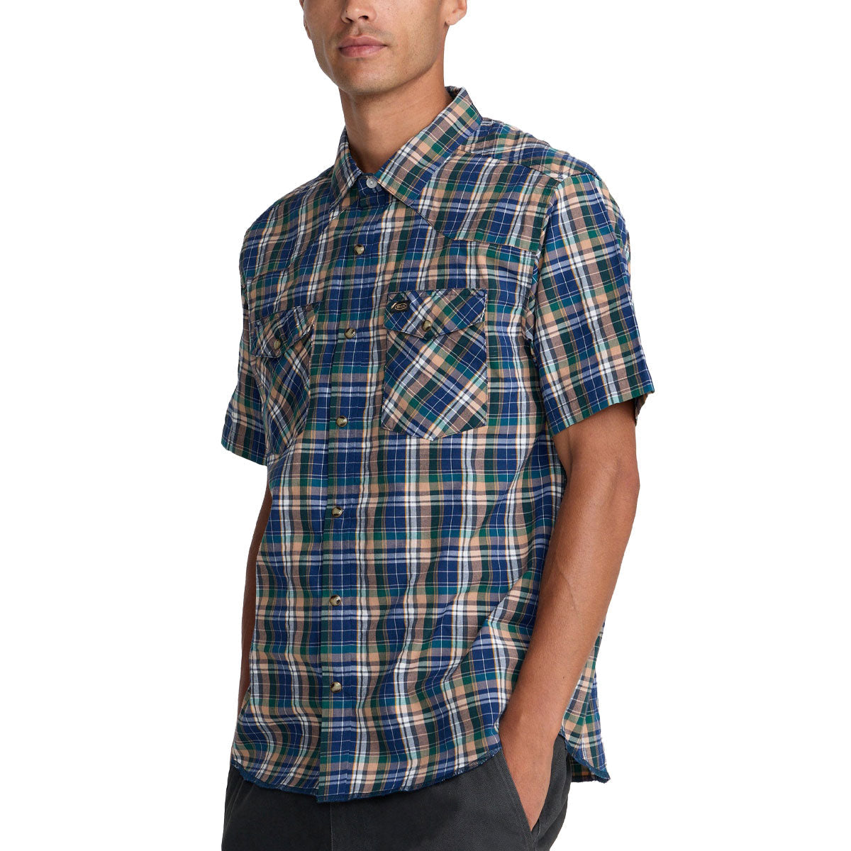 RVCA Dayshift Trunkin Plaid Shirt - Dark Denim image 4
