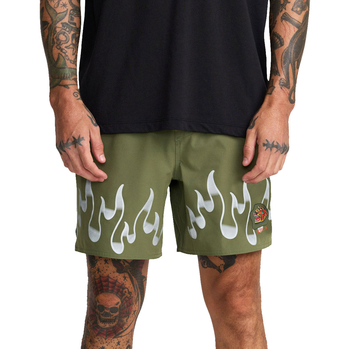 RVCA Yogger 2 In 1 17 Shorts - Army Green image 4