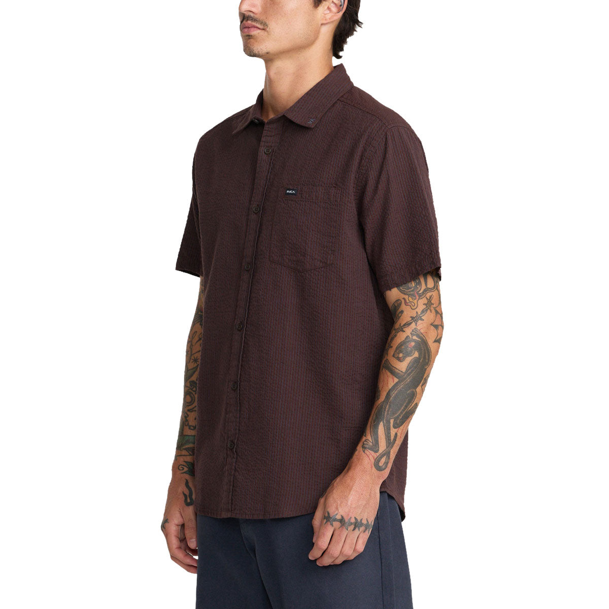 RVCA Thatll Do Seersucker Shirt - Mocha image 3