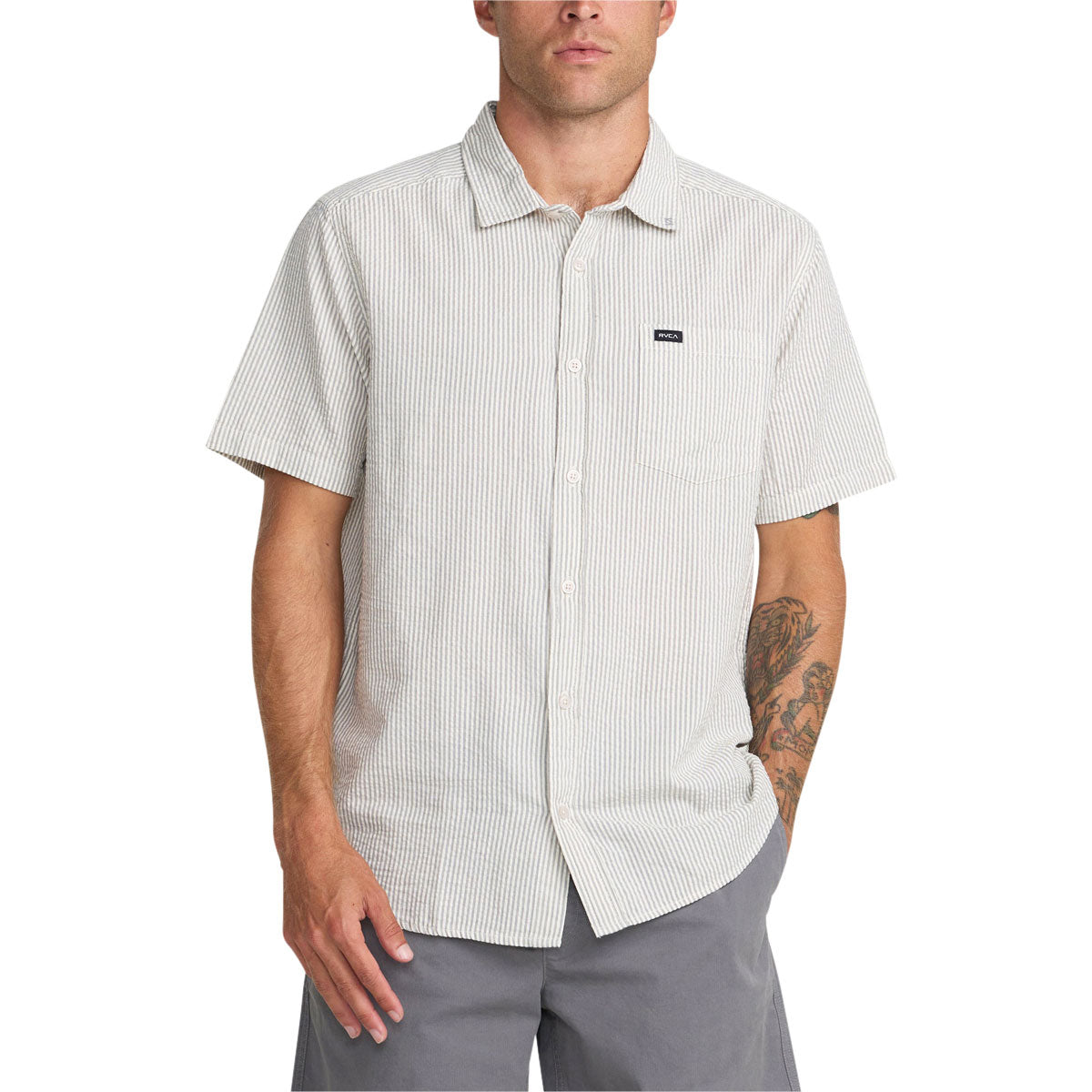 RVCA Thatll Do Seersucker Shirt - Monument image 1