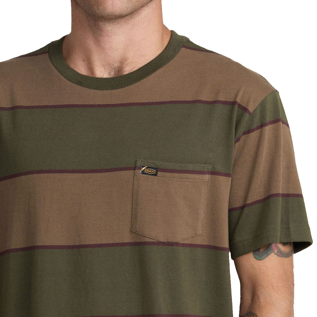 RVCA Dayshift Stripe Pocket T-Shirt - Fatigue image 3
