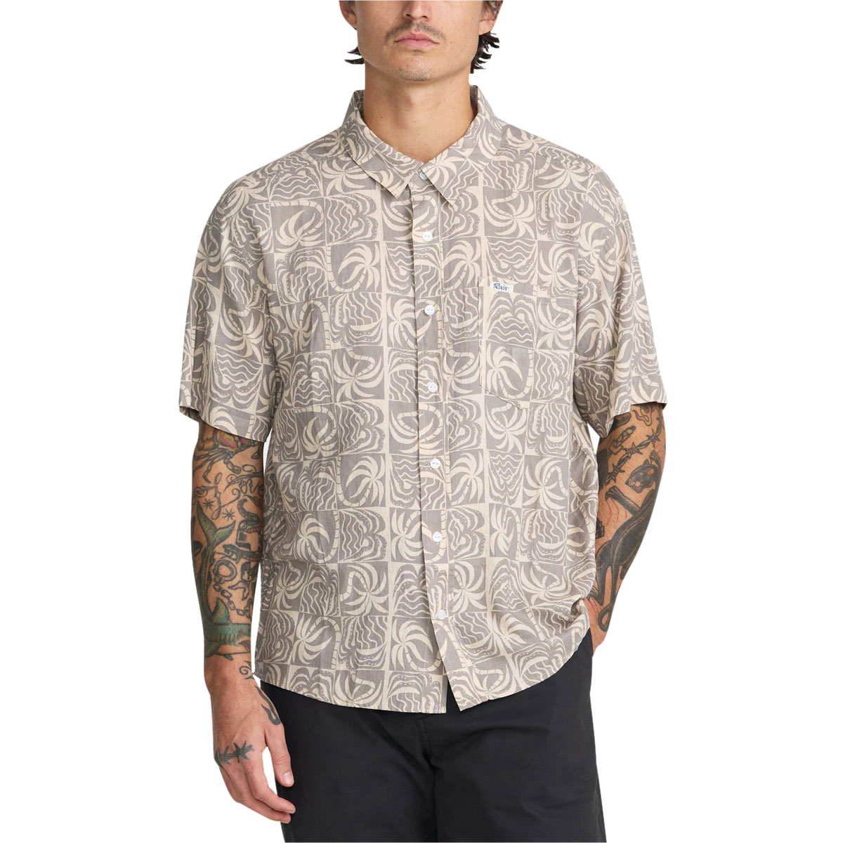 RVCA Exotica Palm Days Shirt - Light Burlap image 1