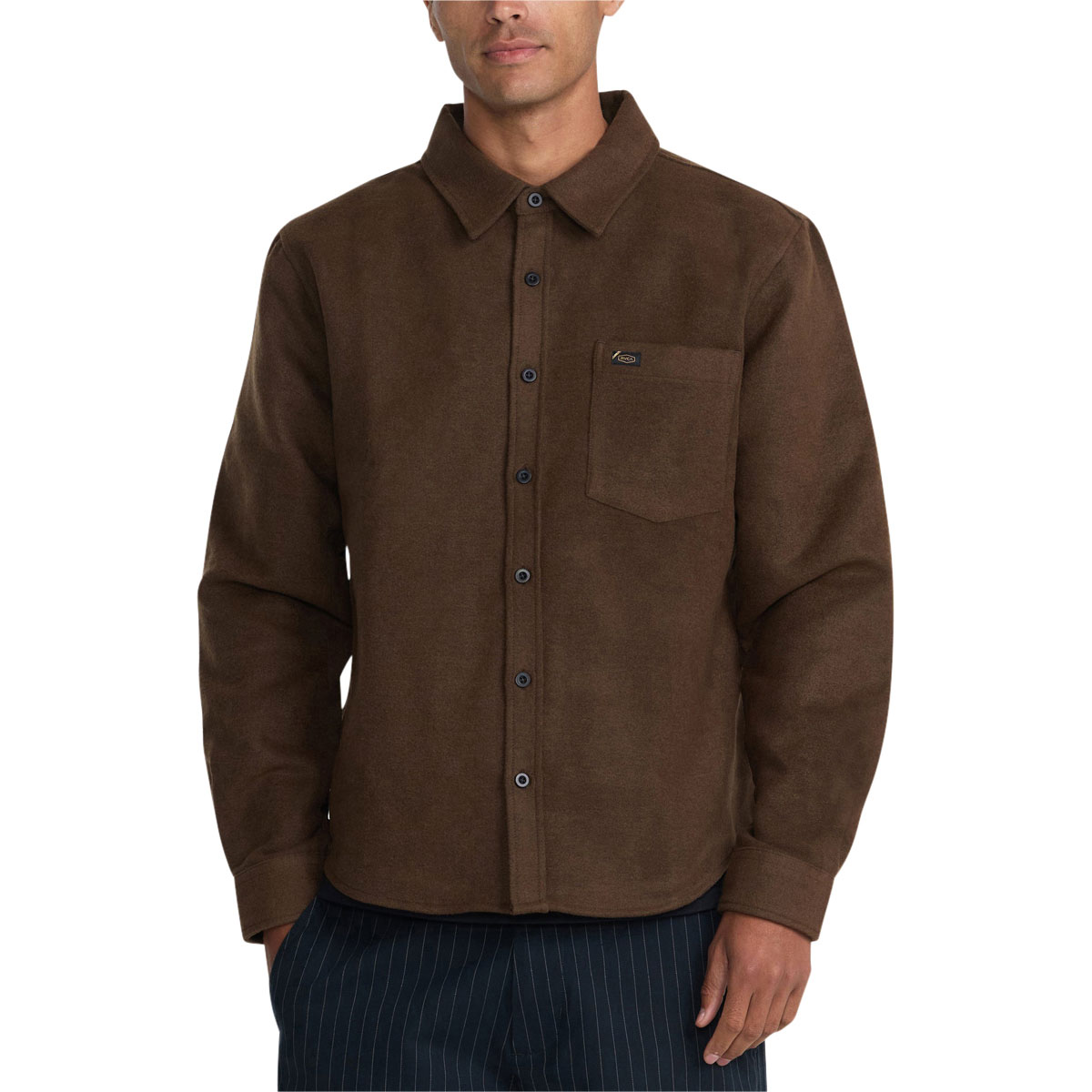 RVCA Dayshift Solid Flannel Shirt - Bombay Brown image 1