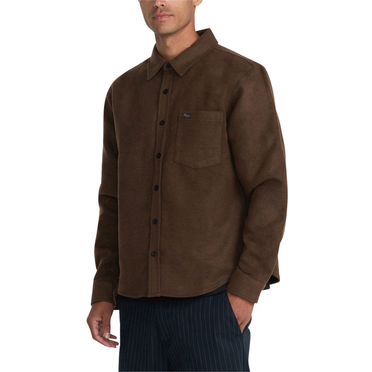 RVCA Dayshift Solid Flannel Shirt - Bombay Brown image 3
