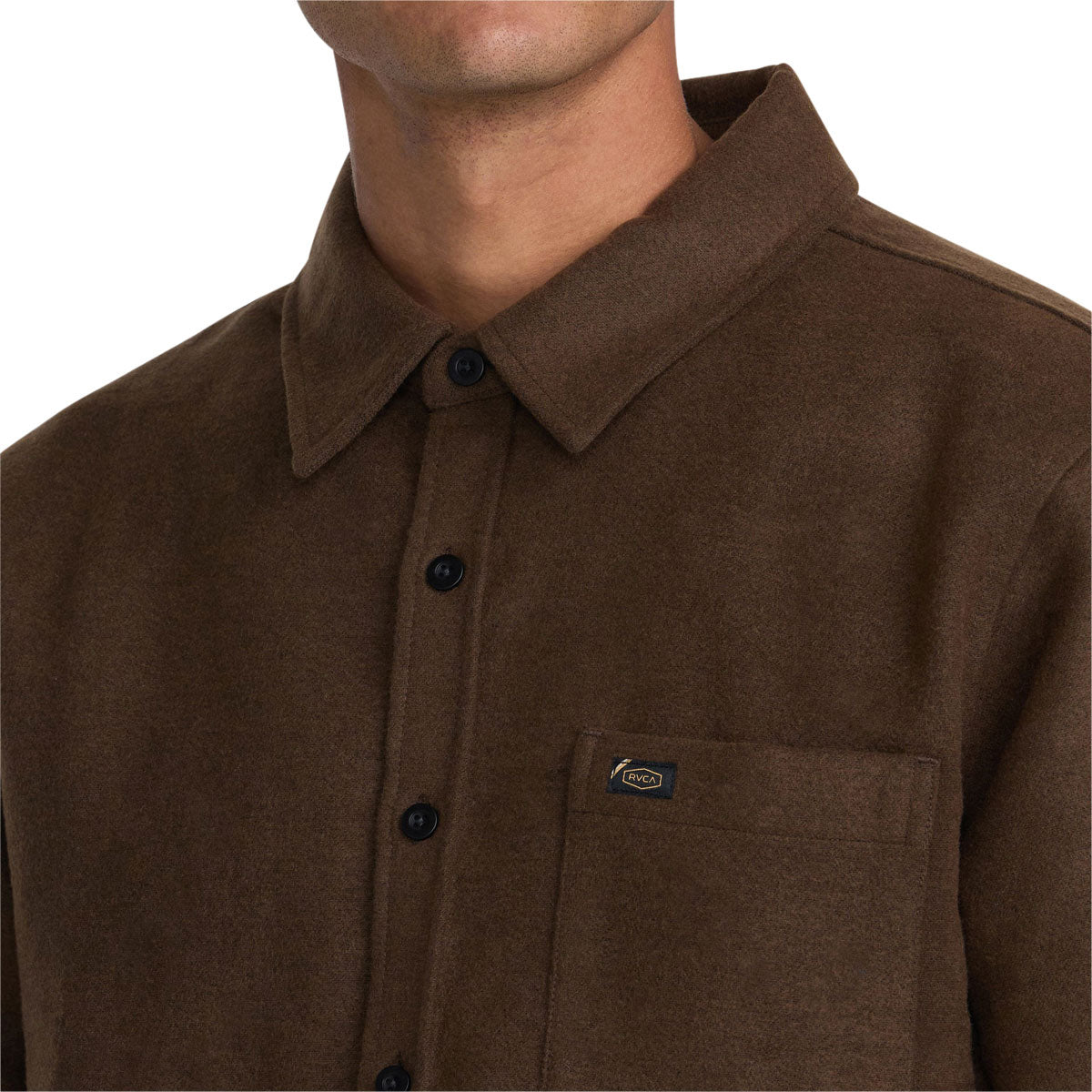 RVCA Dayshift Solid Flannel Shirt - Bombay Brown image 4
