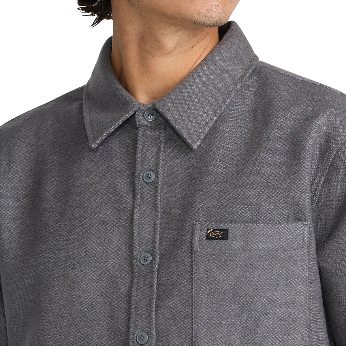 RVCA Dayshift Solid Flannel Shirt - Smoke image 4