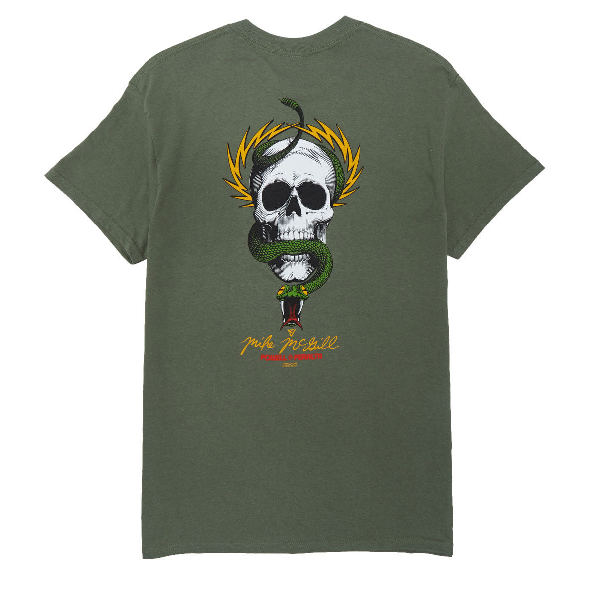 Powell-Peralta Mike McGill Skull And Snake T-Shirt - Military Green II image 1