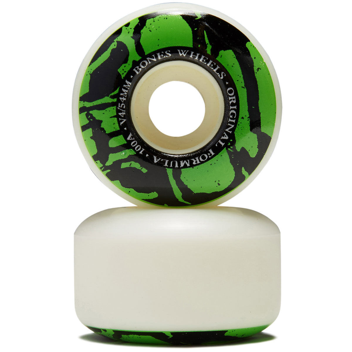 Bones 100s Mummy Skulls V4 Wide Skateboard Wheels - White - 54mm image 2