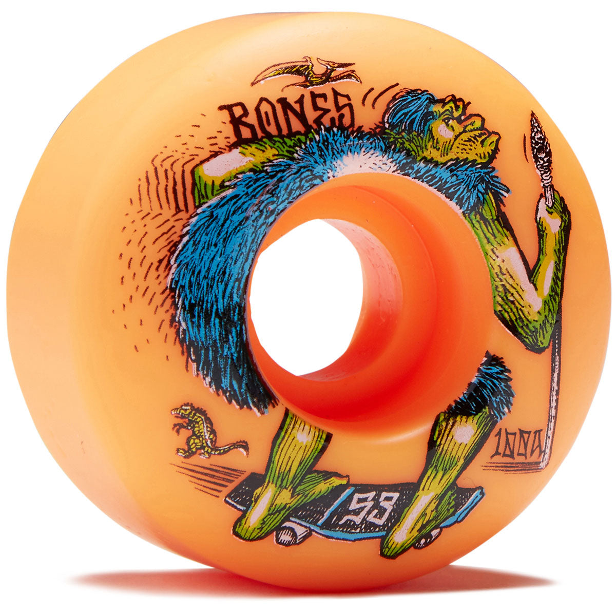 Bones NEONdrethal 100a V4 Wide Skateboard Wheels - Orange - 53mm image 1