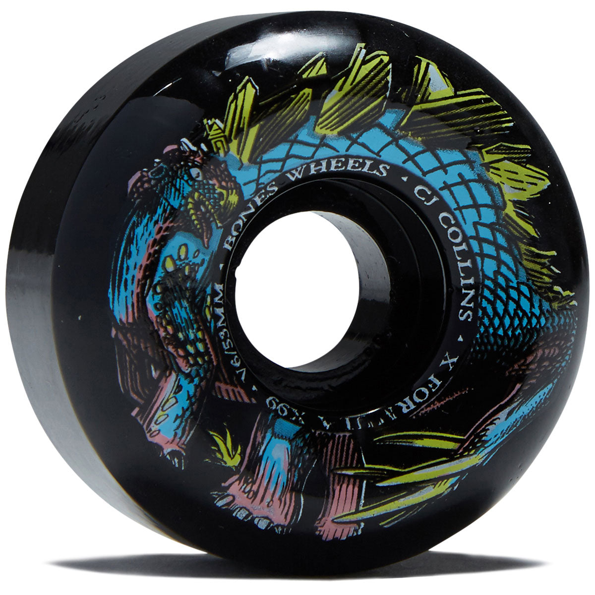 Bones CJ Collins Dino-Sortas 99A V6 Widecut Skateboard Wheels - Black - 53mm image 1