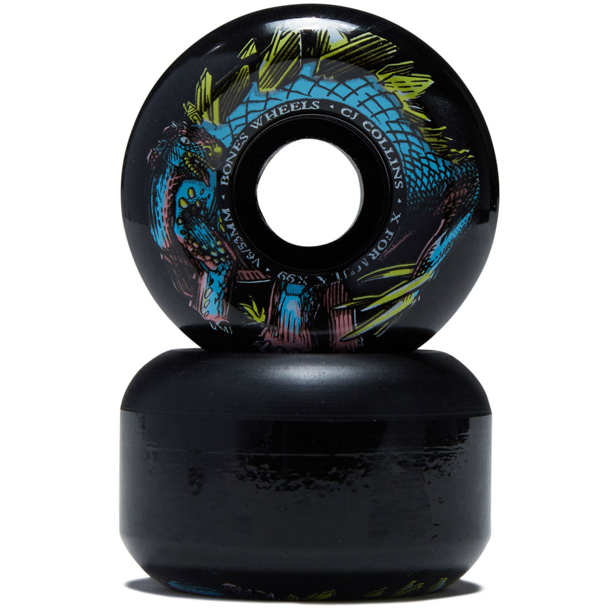 Bones CJ Collins Dino-Sortas 99A V6 Widecut Skateboard Wheels - Black - 53mm image 2