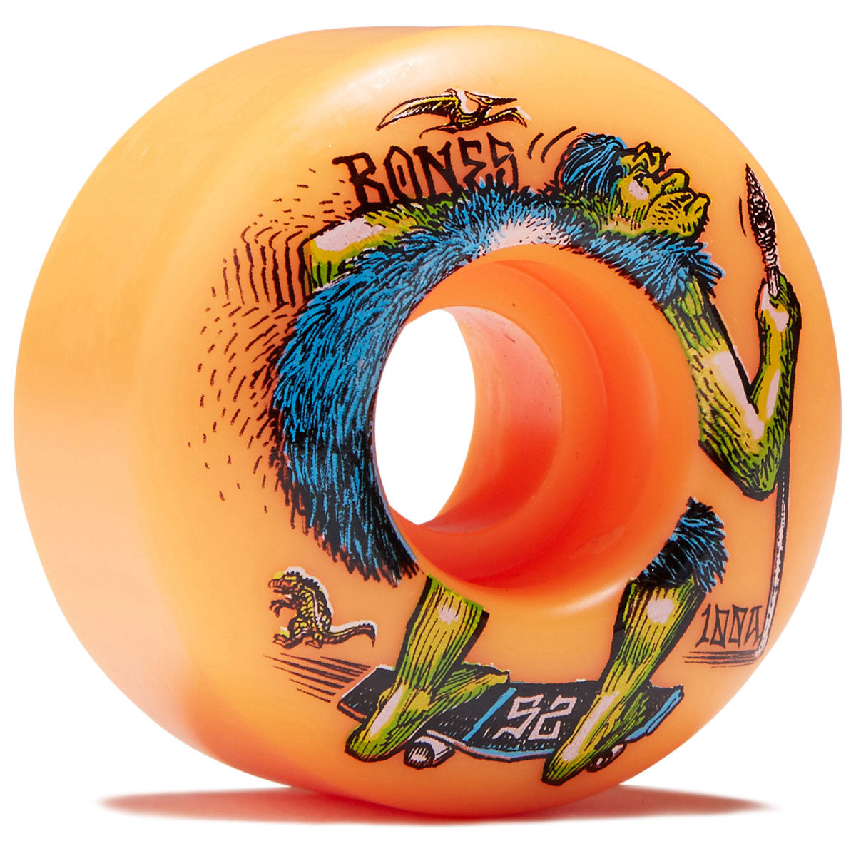 Bones NEONdrethal 100a V4 Wide Skateboard Wheels - Orange - 52mm image 1