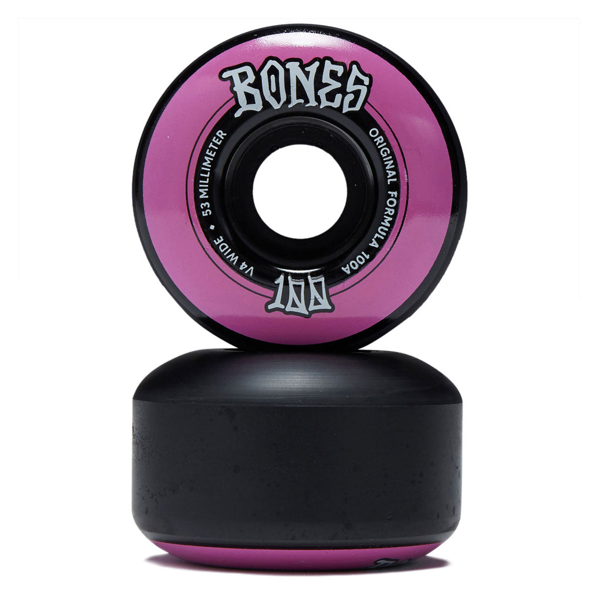 Bones 100s Wides 100a V4 Wide Skateboard Wheels - Black - 53mm image 2