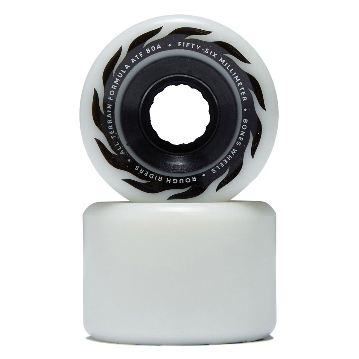 Bones ATF Rough Riders Eternal Flame 80a Skateboard Wheels - White - 56mm image 2