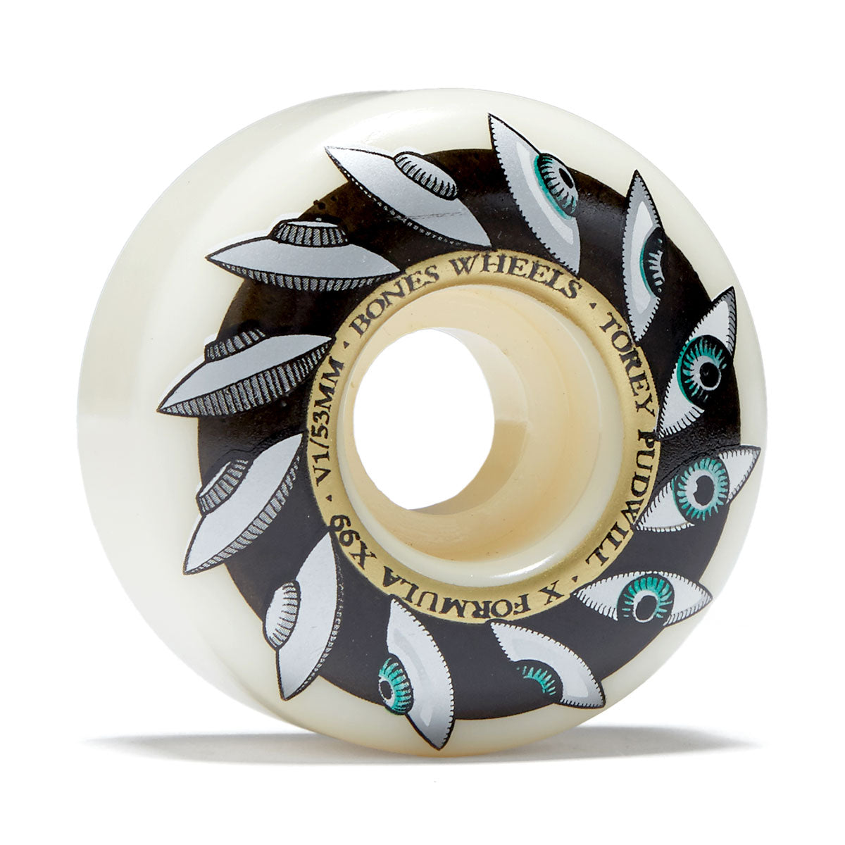 Bones X Formula Torey Pudwill Eyeing Saucer 99a V1 Skateboard Wheels - 53mm image 1