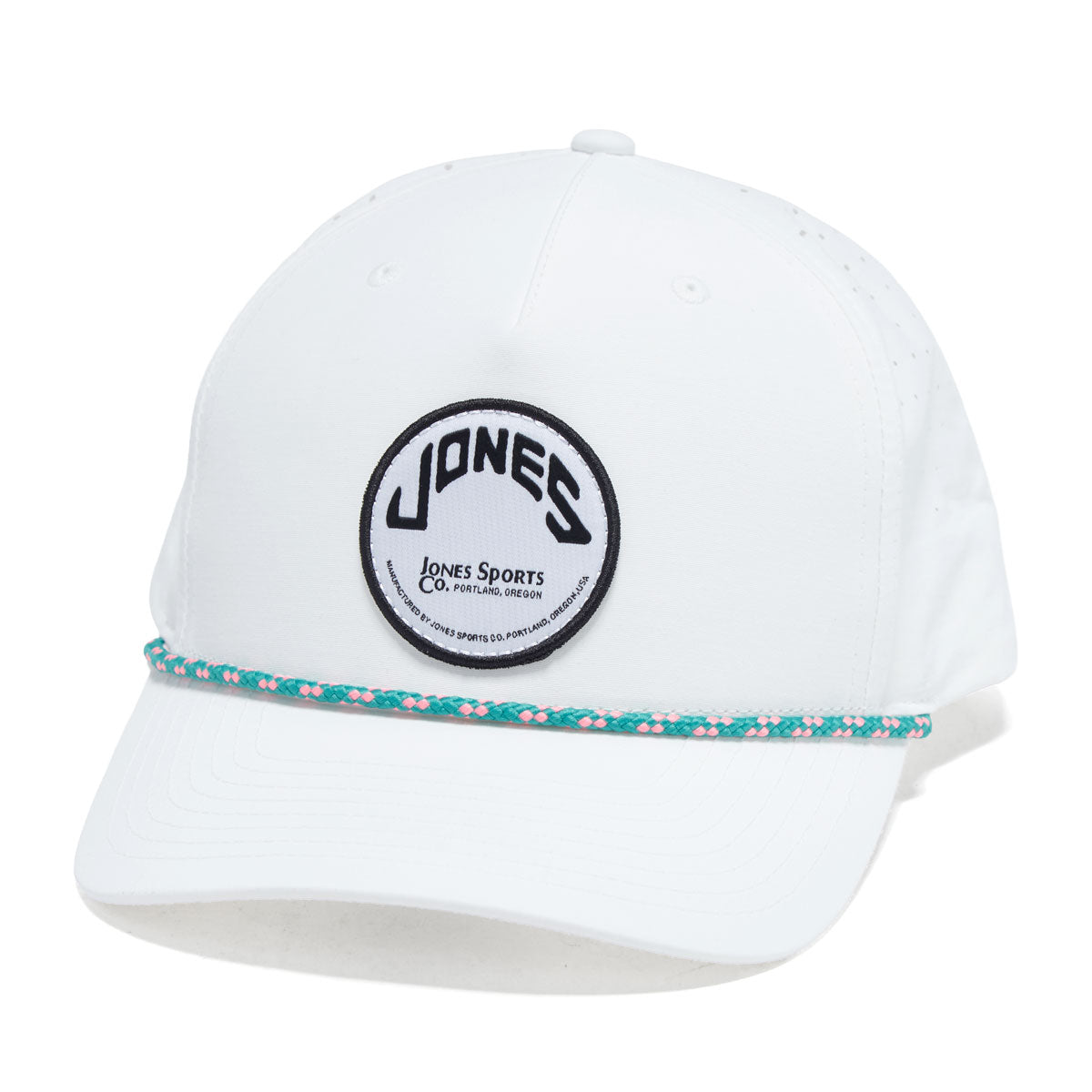 Jones Circle Patch Rope Hat - White/Teal image 1