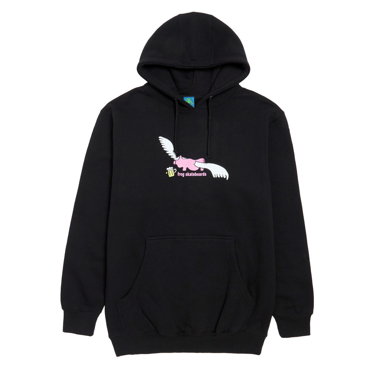 Frog Flying Pig Hoodie - Black image 1