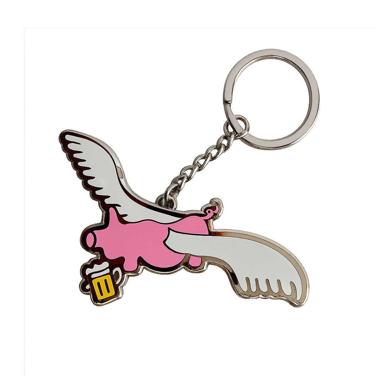 Frog Flying Pig Keychain - Pink image 1