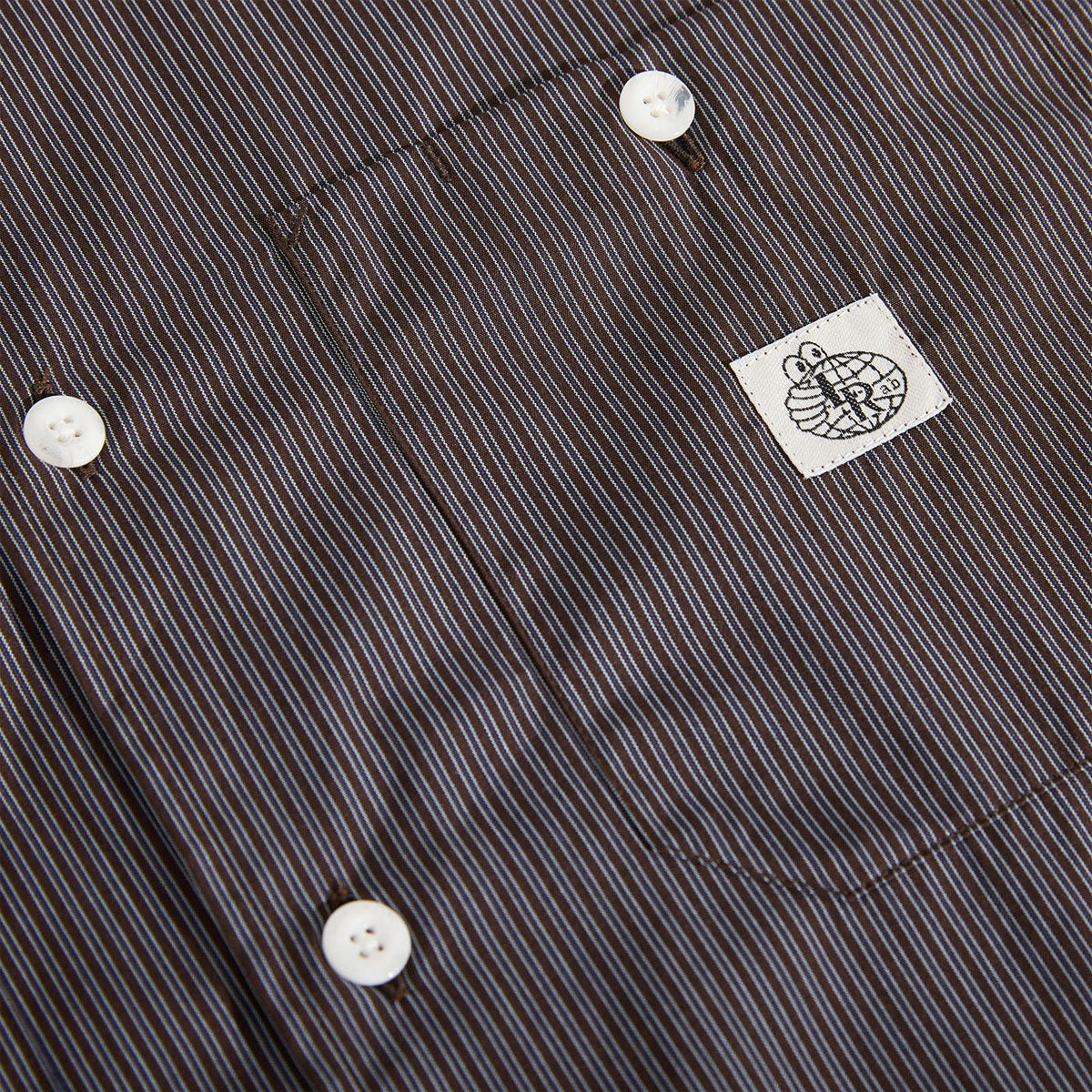Last Resort AB SM001 Poplin Long Sleeve Shirt - Navy Stripe image 3