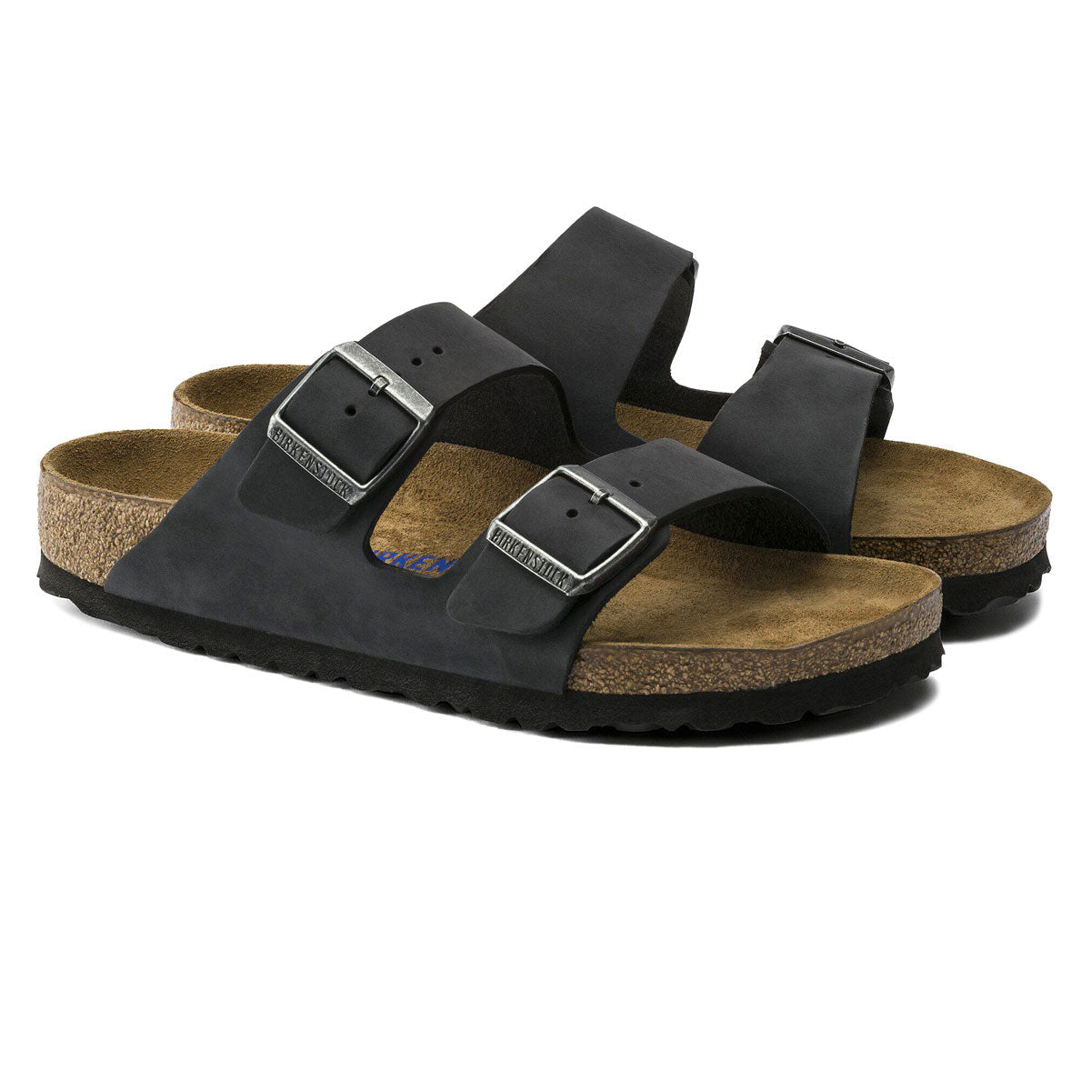 Birkenstock Womens Arizona Soft Footbed Sandals - Black Oilded Leather image 2