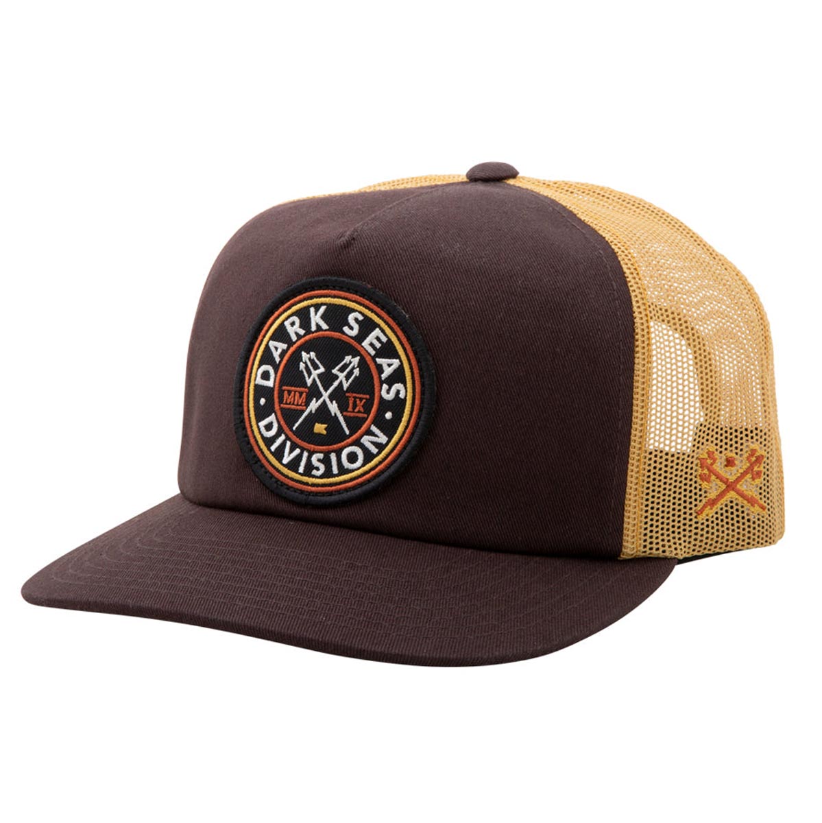 Dark Seas Nav Trucker Hat - Brown/gold image 1