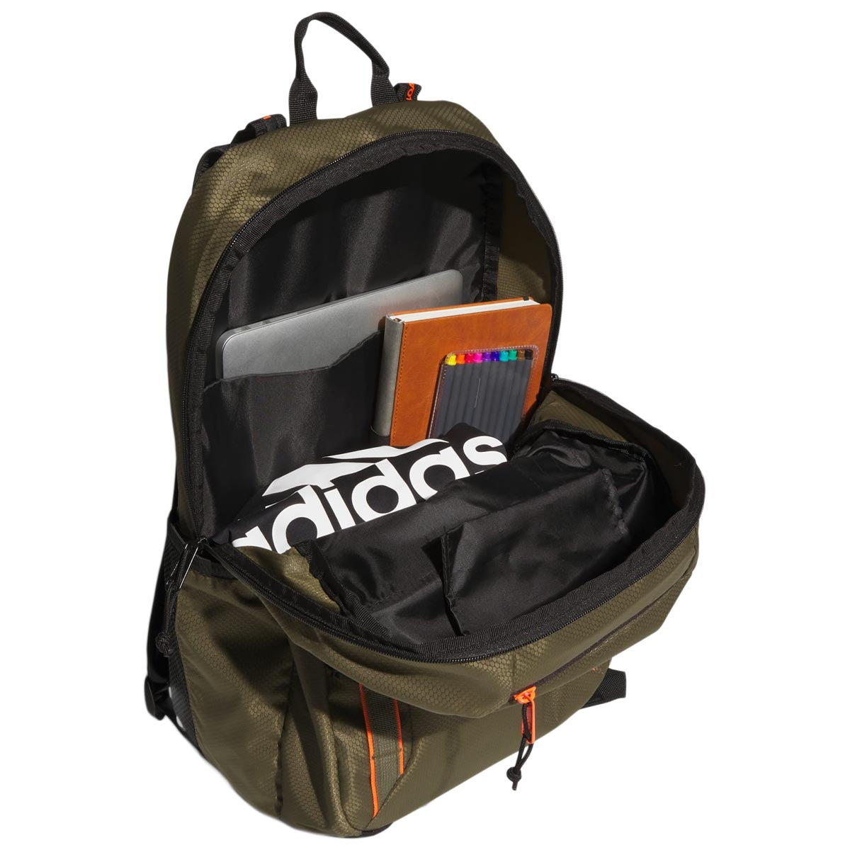 Adidas Excel 7 Backpack - Olive Strata Green/Black/Impact Orange image 3