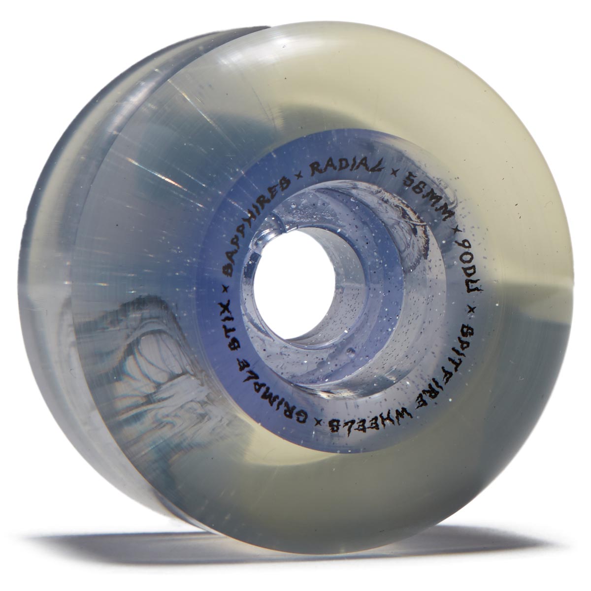 Spitfire x Grimple Stix Sapphires 90d Grimple Dust Skateboard Wheels - Clear/Silver Glitter - 56mm image 1