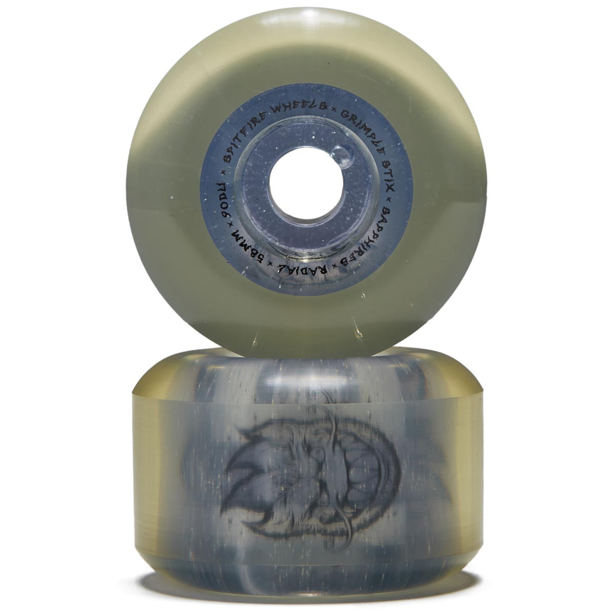 Spitfire x Grimple Stix Sapphires 90d Grimple Dust Skateboard Wheels - Clear/Silver Glitter - 58mm image 2