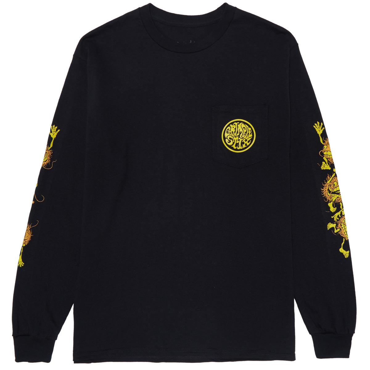 Anti-Hero Grimple Long Sleeve Pocket T-Shirt - Black/Orange/Yellow/Black image 1