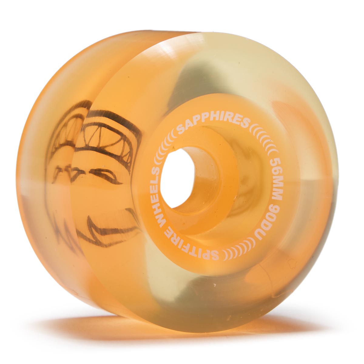 Spifire 90d Sapphires Skateboard Wheels - Clear/Neon Orange - 56mm image 1