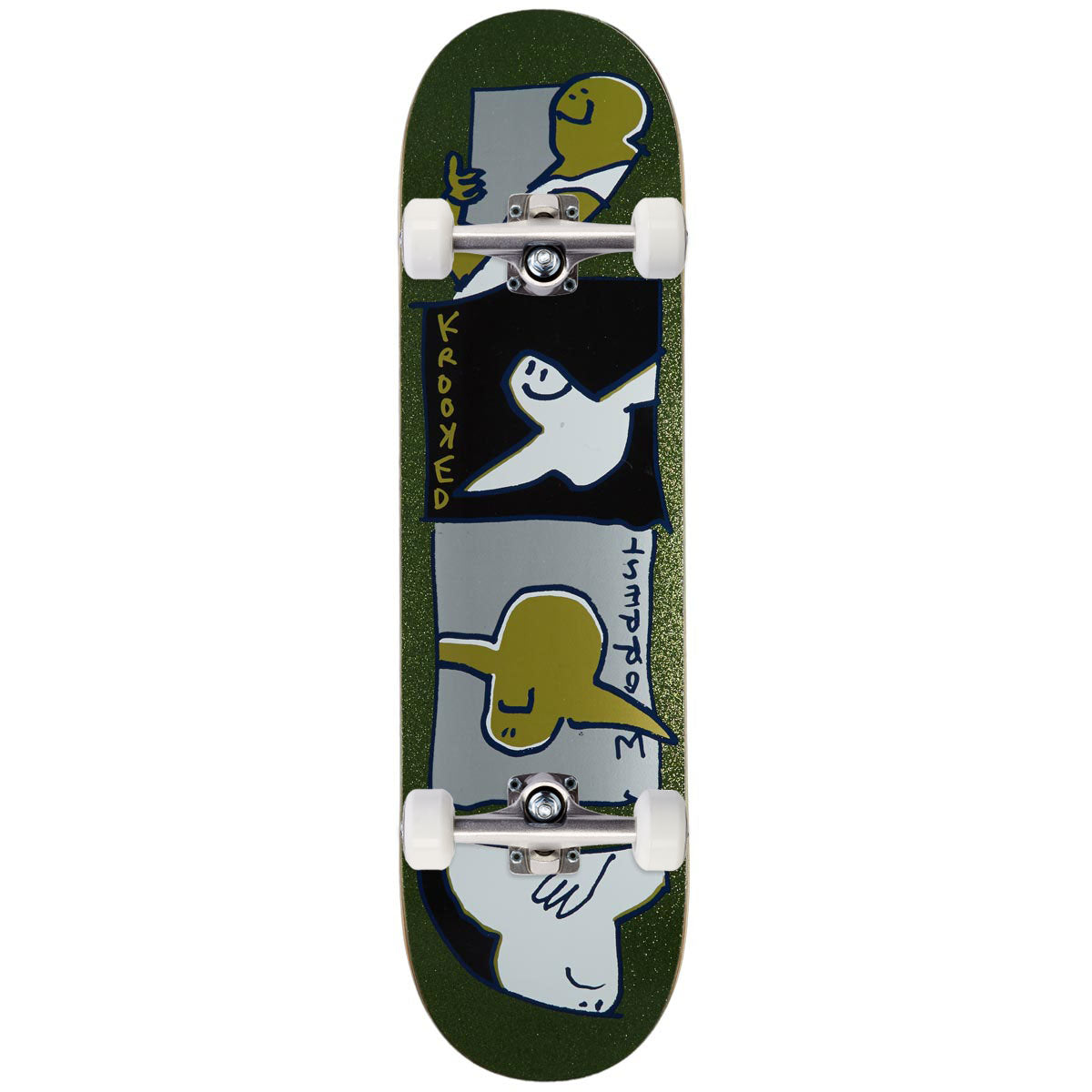 Krooked Worrest Gold Burd Slick Skateboard Complete - Green - 8.30