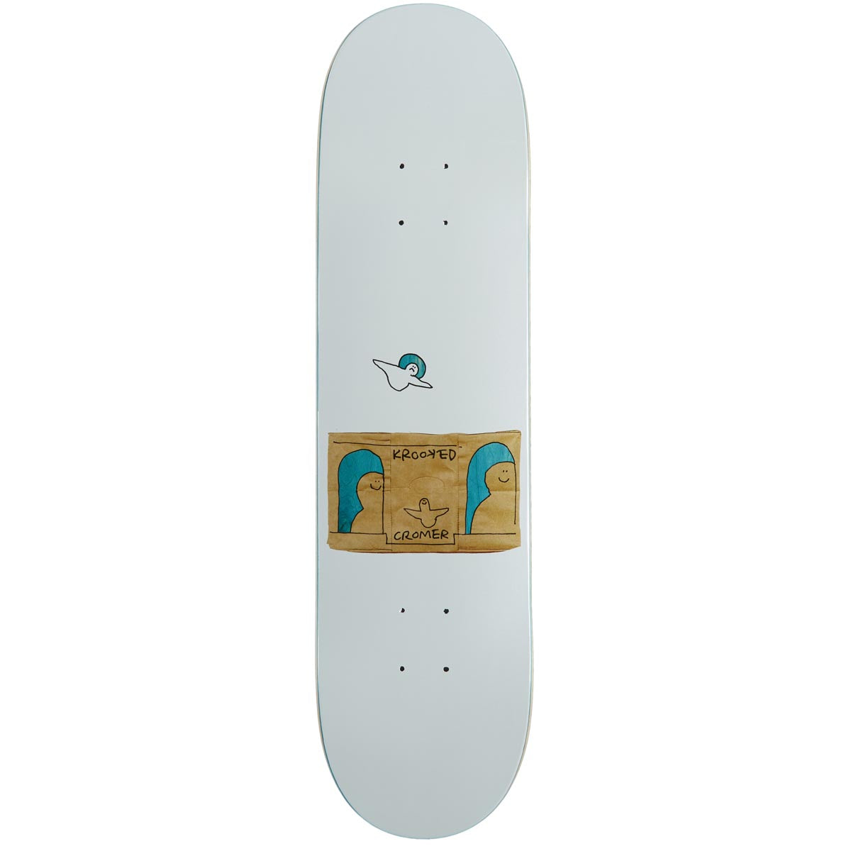 Krooked Cromer Grocery Smile Skateboard Deck - White - 8.06