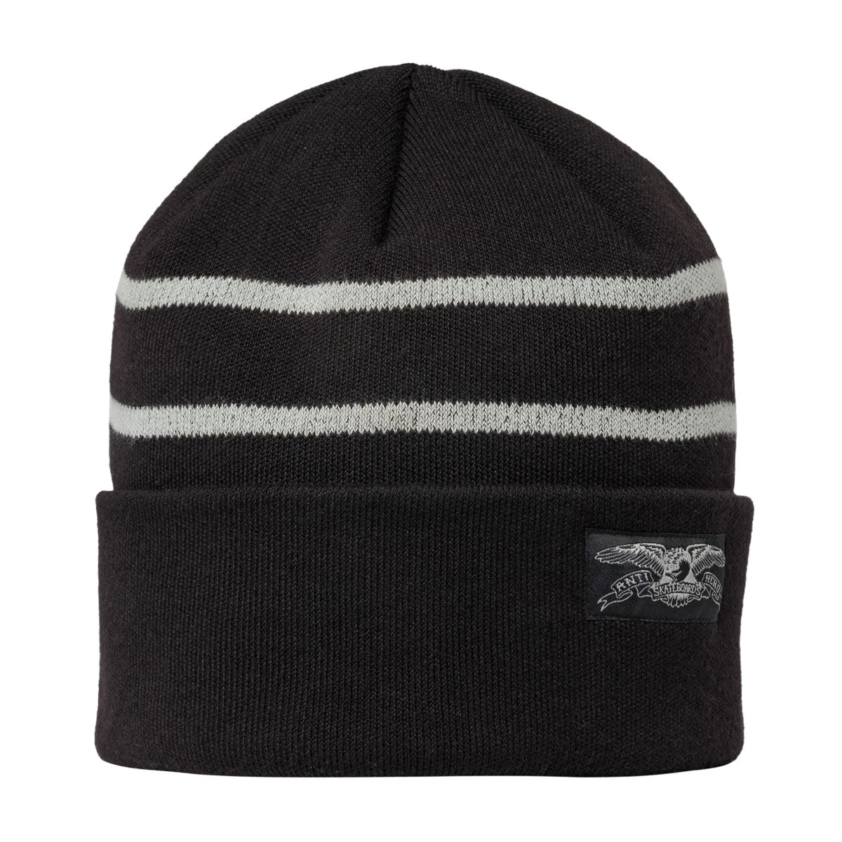 Anti-Hero Stock Eagle Label Stripe Beanie - Black/Grey image 1