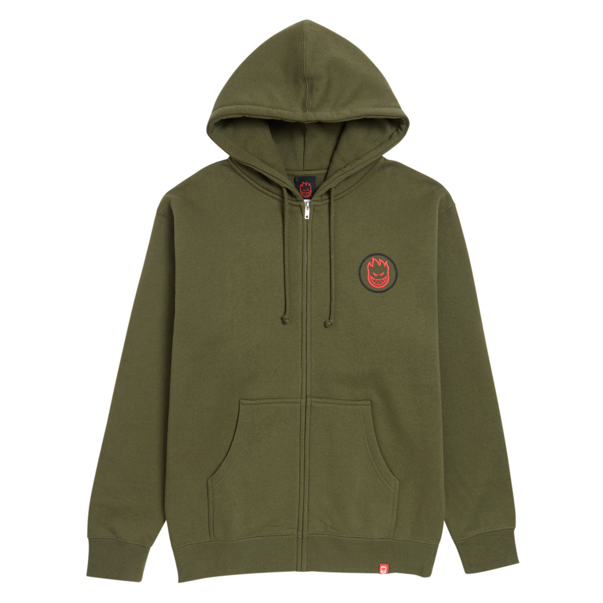 Spitfire Classic Swirl Overlay Zip Hoodie - Army/Black/Red image 1