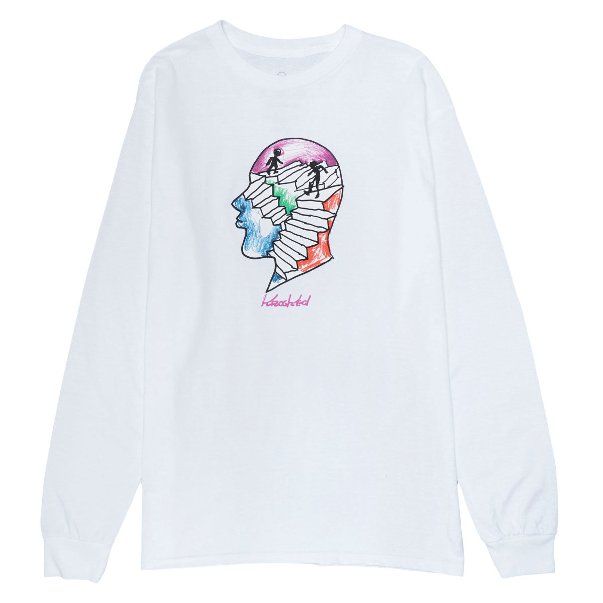Krooked Stairs Long Sleeve T-Shirt - White/Multi Color image 1