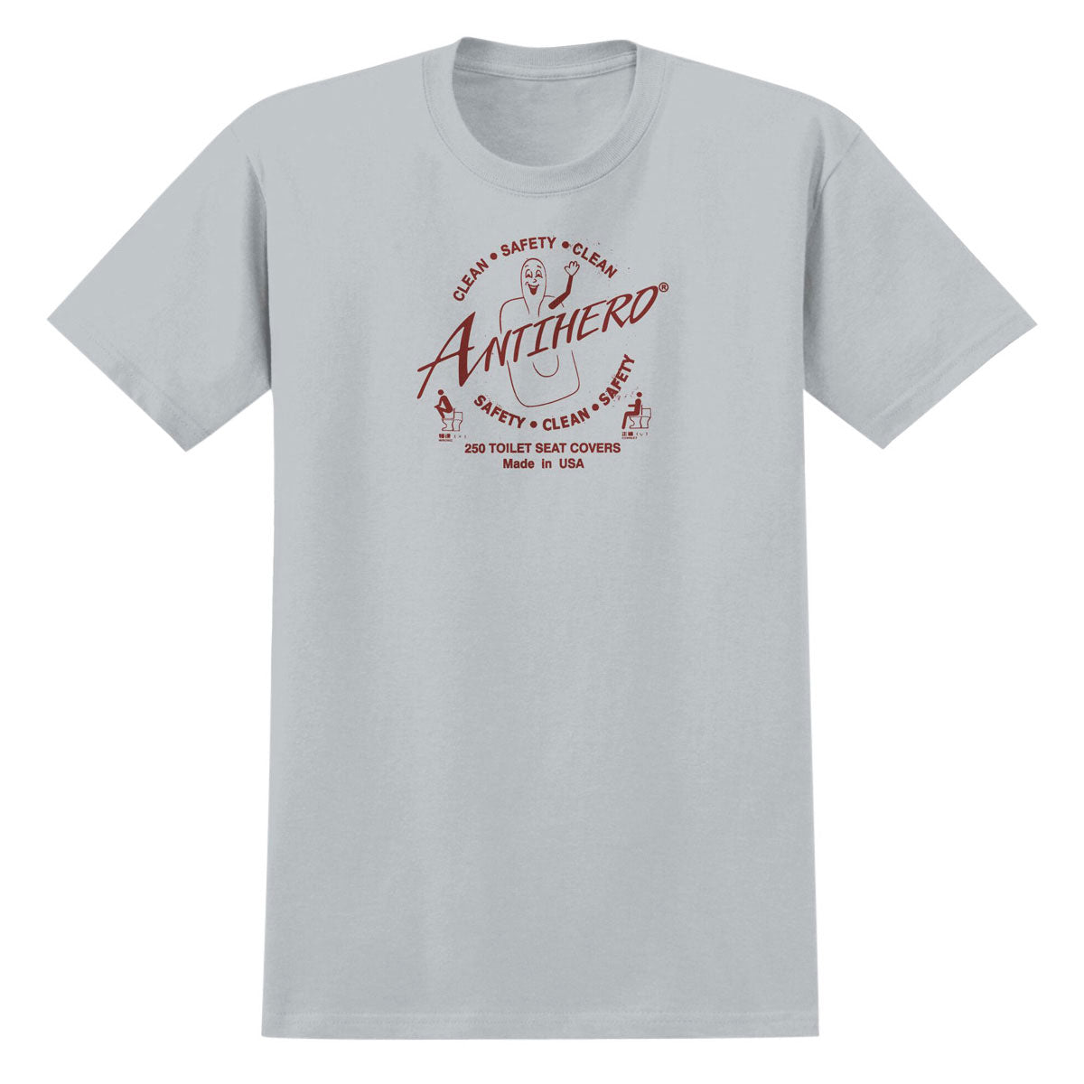 Anti-Hero Clean Safety T-Shirt - New Silver/Burgundy image 1