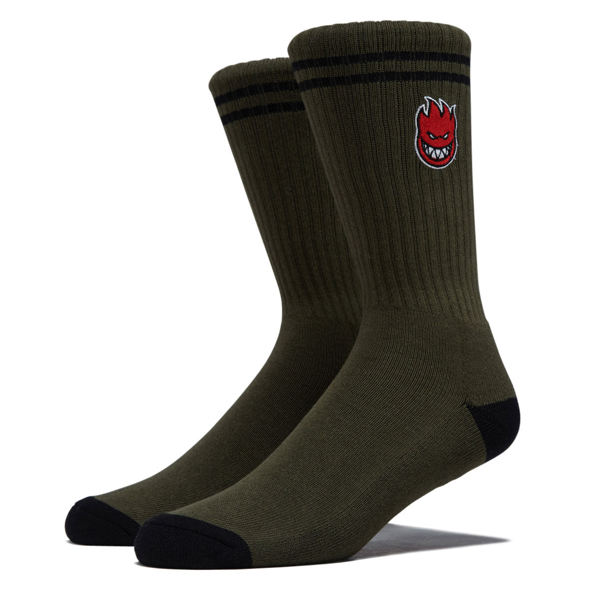Spitfire Bighead Fill Emb Socks - Olive/Black/Red image 1