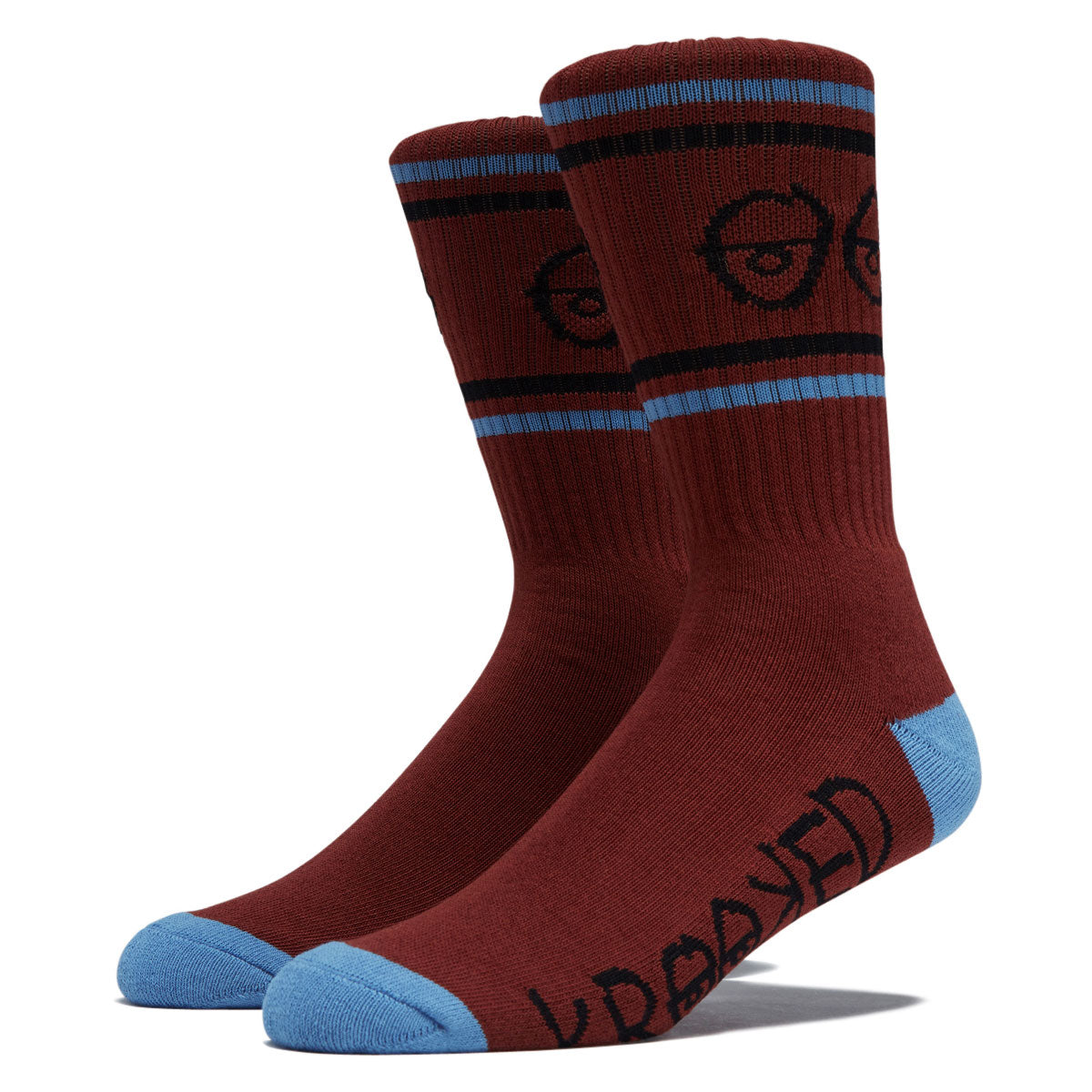 Krooked Eyes Socks - Dark Red/Blue/Black image 1