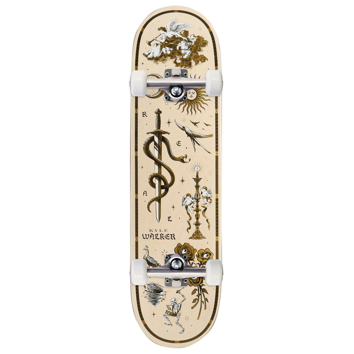 Real Kyle Engraved Skateboard Complete - White - 8.38
