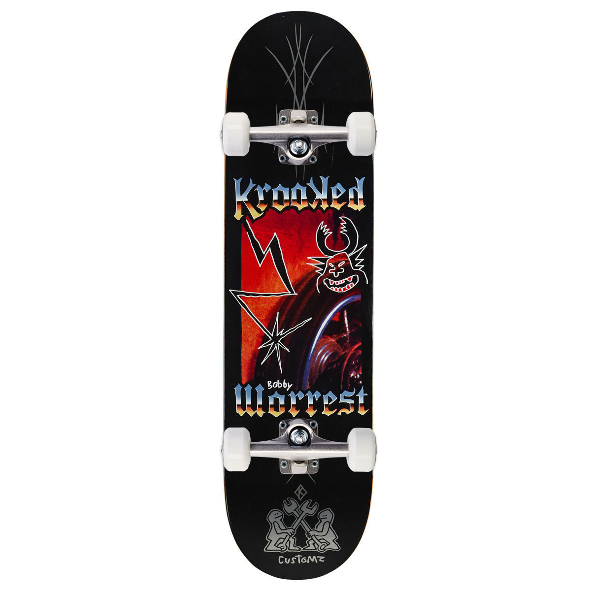 Krooked Worrest Chrome Zone Twin Tail Skateboard Complete - Black - 8.30