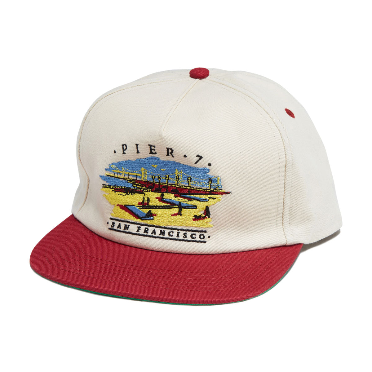 Real Pier 7 Snapback Hat - Natural/Maroon image 1